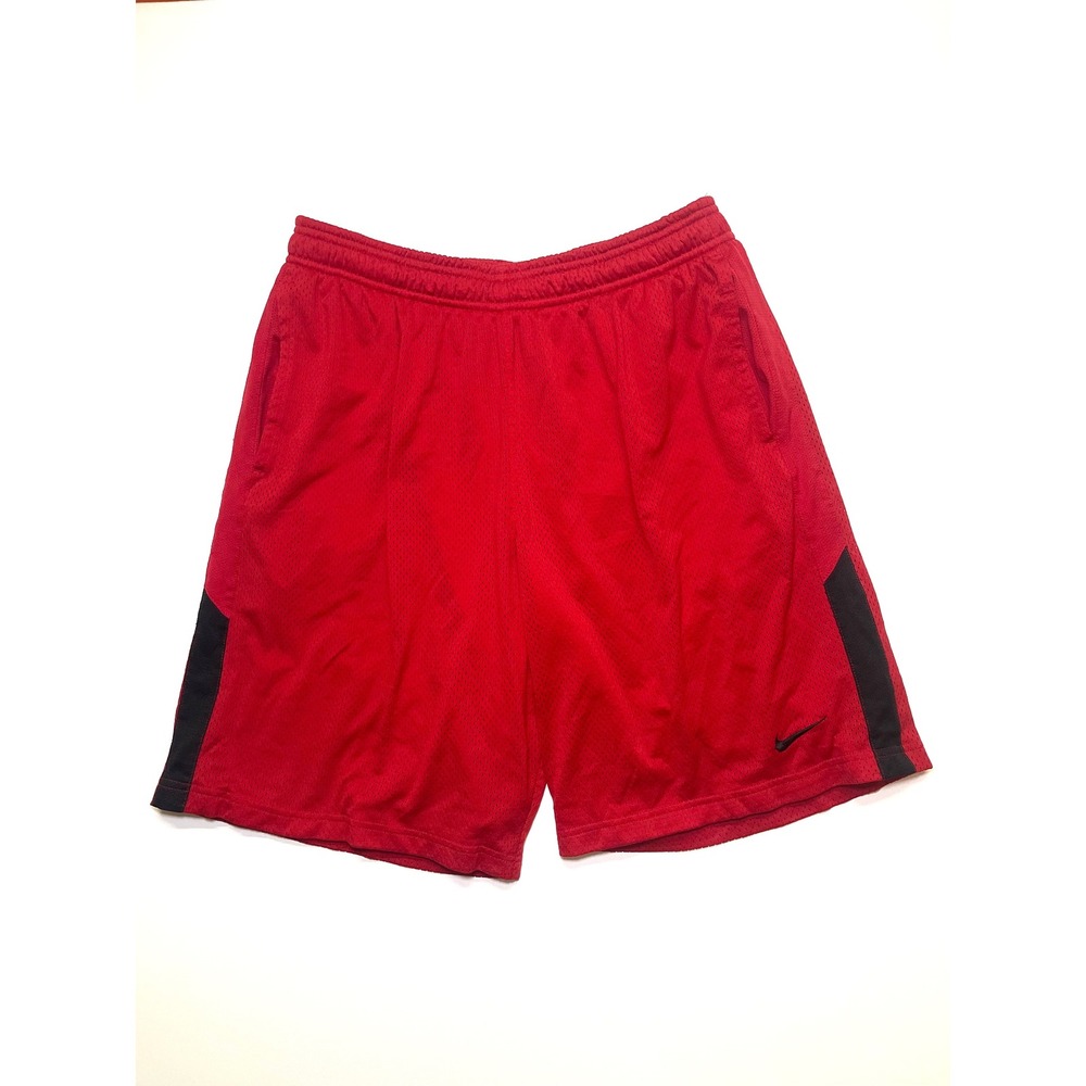 Nike Dri-FIT Mens Basketball Shorts Red Black Mesh Gym Athletic Size Large